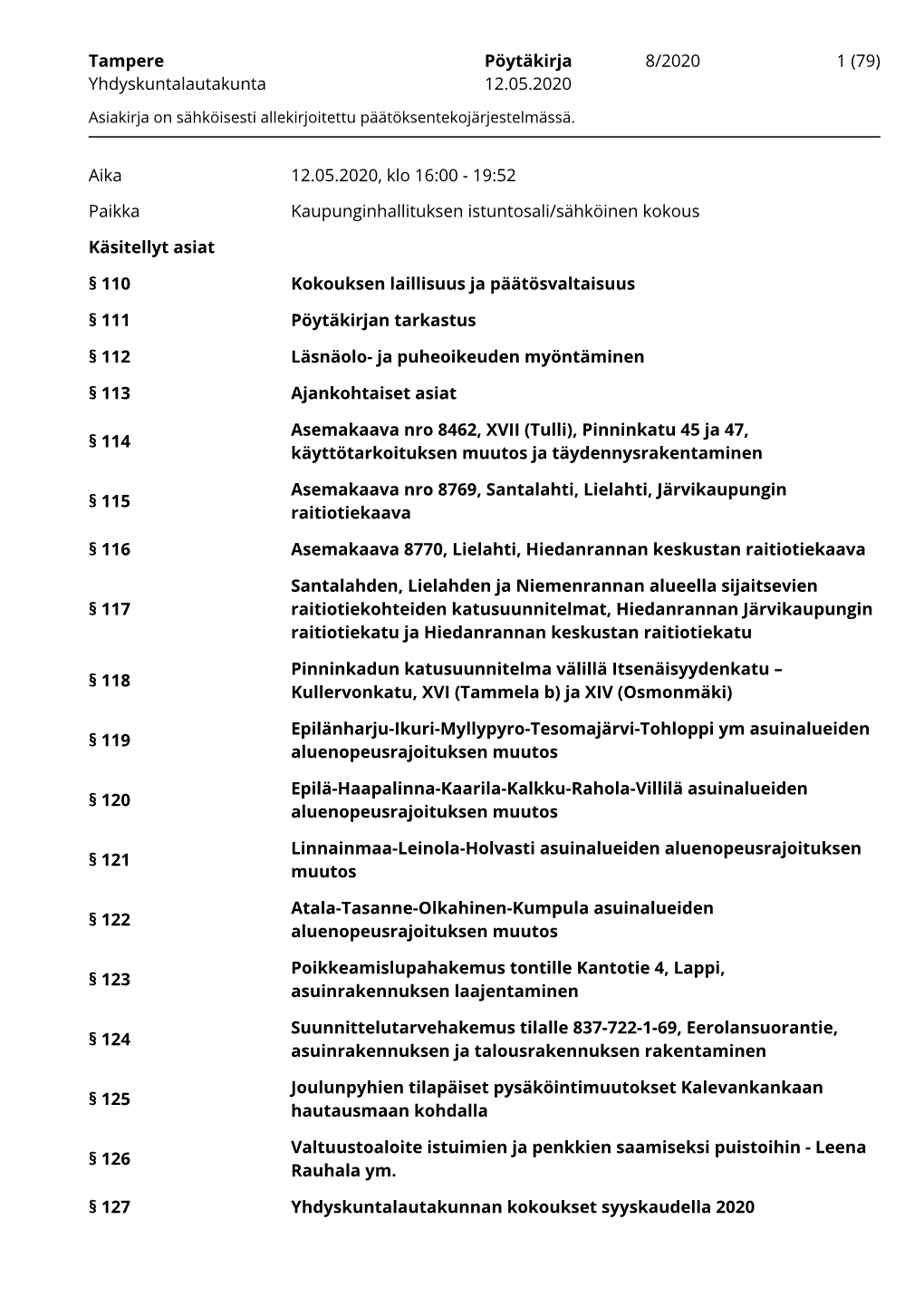 79 Yhdyskuntalautakunta 12.05.2020