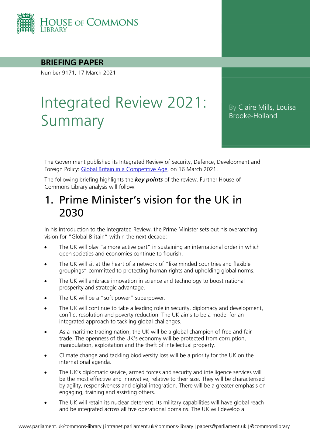 Integrated Review 2021: Summary