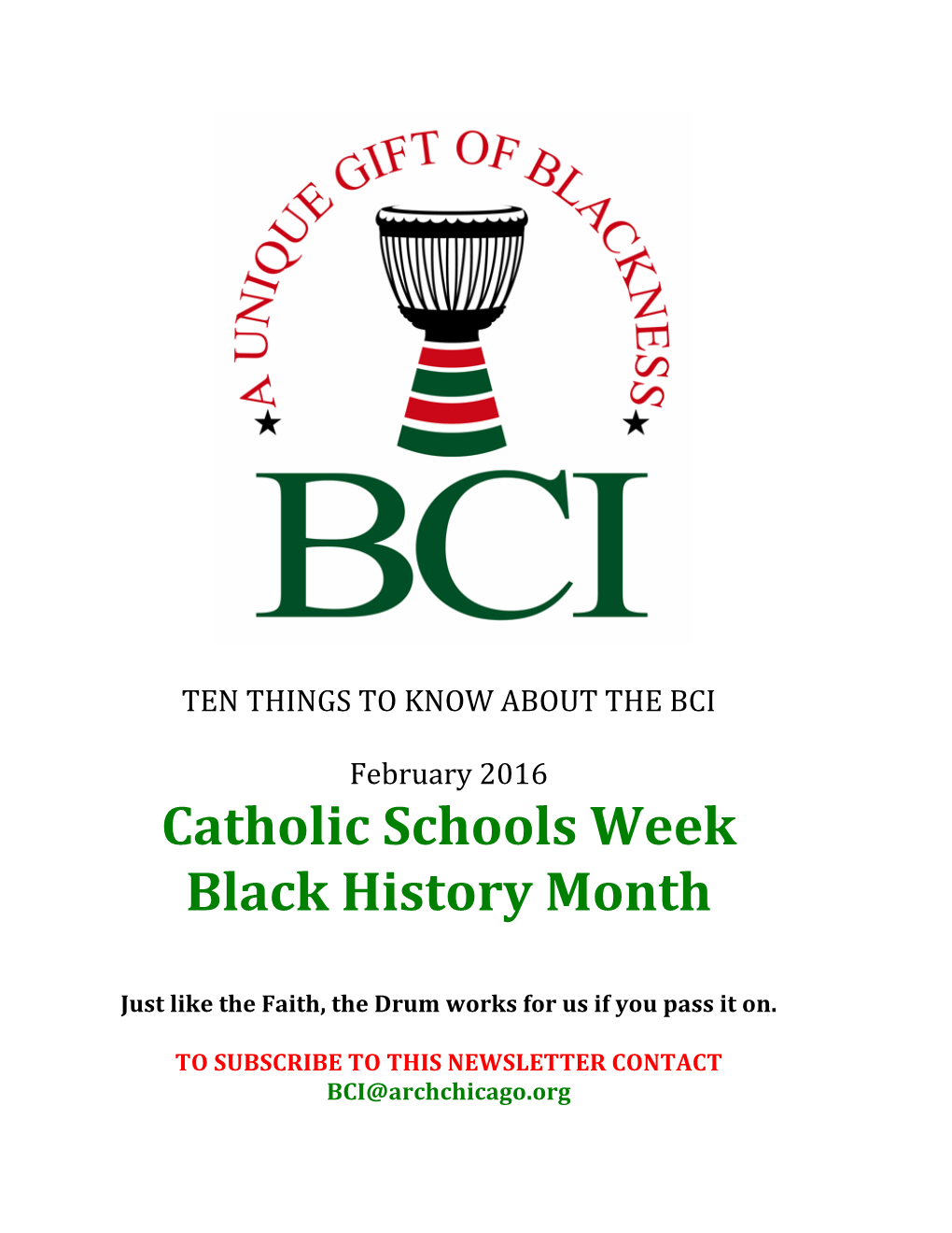 Catholic Schools Week Black History Month