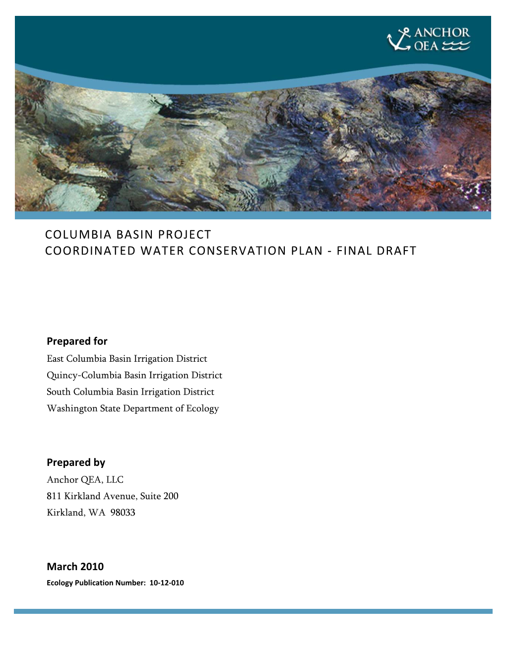Columbia Basin Project Coordinated Water Conservation Plan ‐ Final Draft