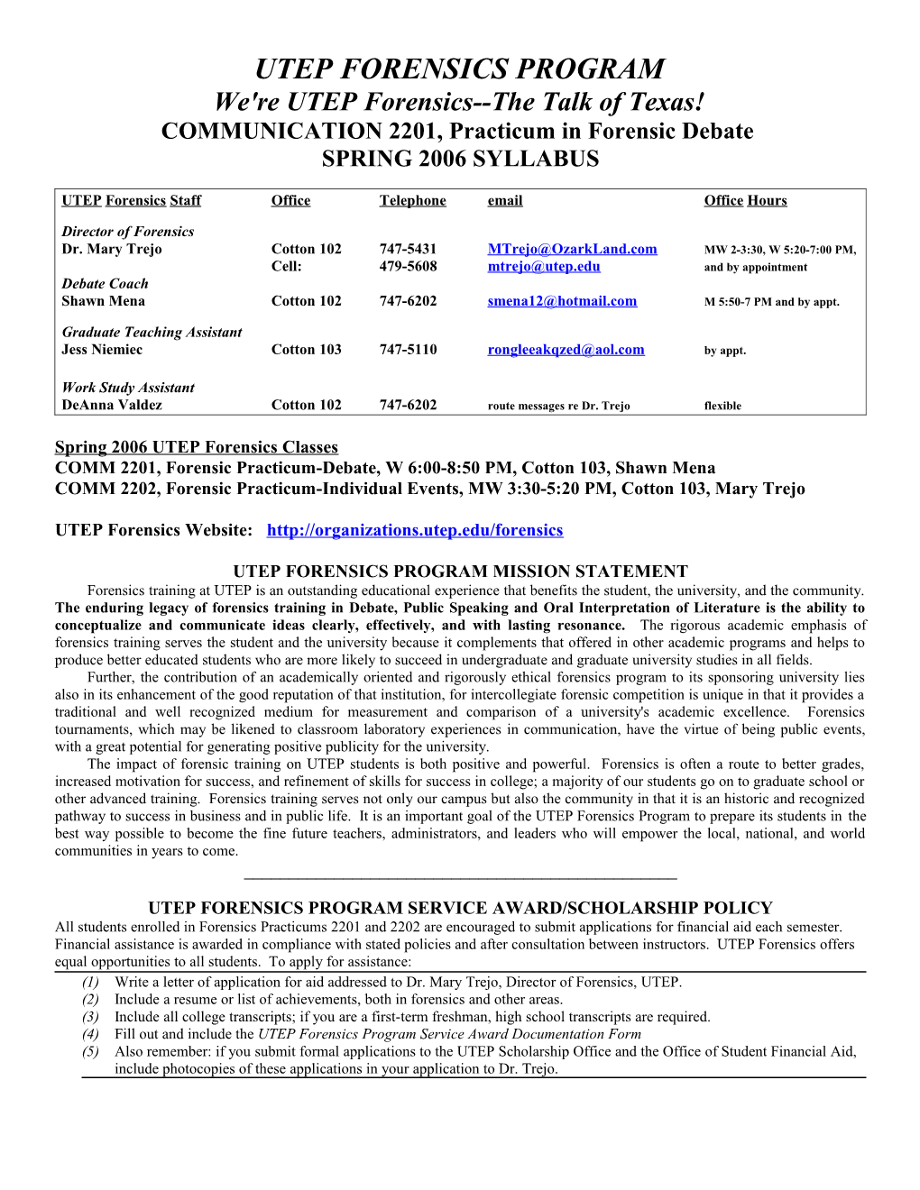 Utep Forensics Program