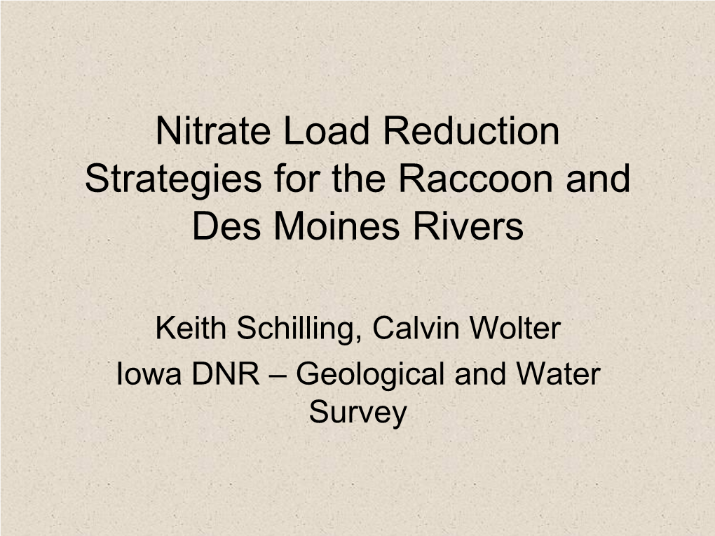 Nitrate Load Reduction Strategies for the Raccoon and Des Moines Rivers