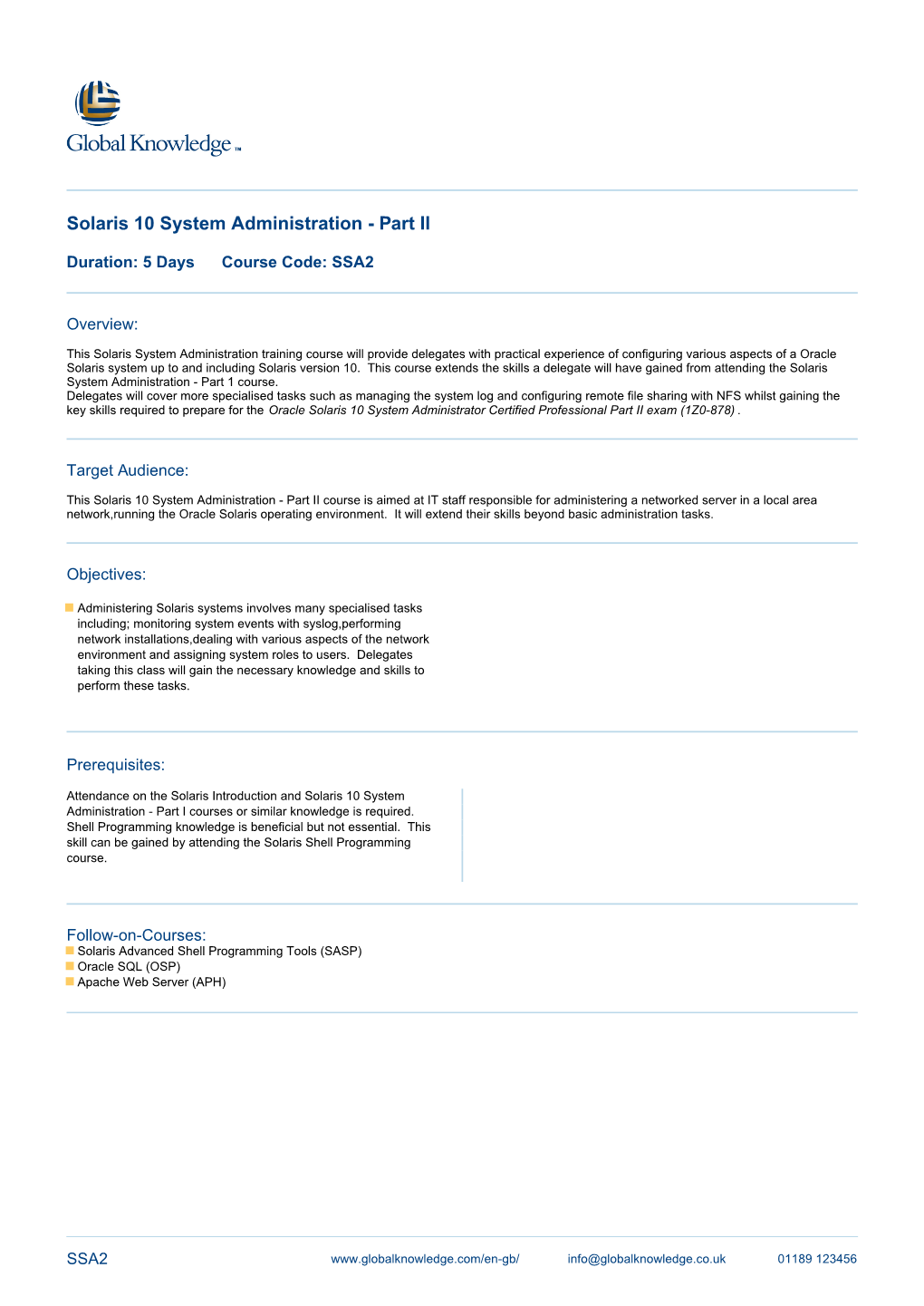 Solaris 10 System Administration - Part II