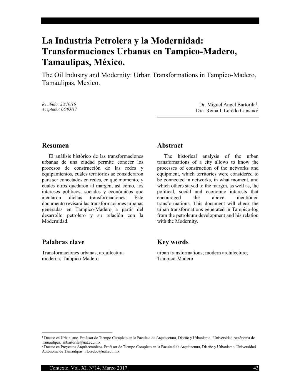 Transformaciones Urbanas En Tampico-Madero, Tamaulipas, México