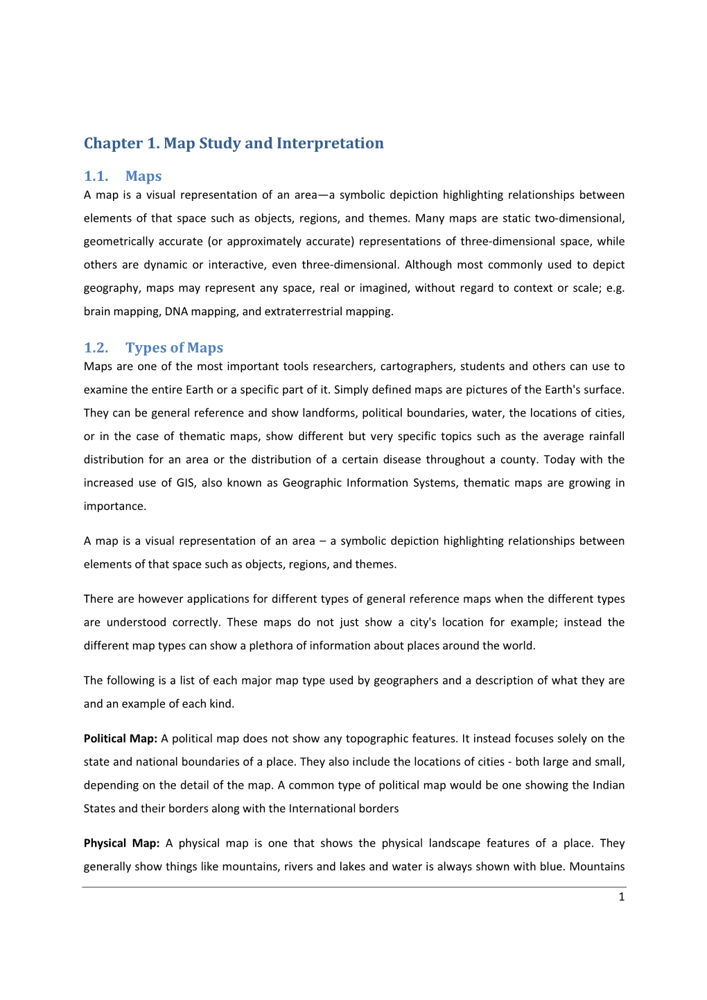 Chapter 1. Map Study and Interpretation