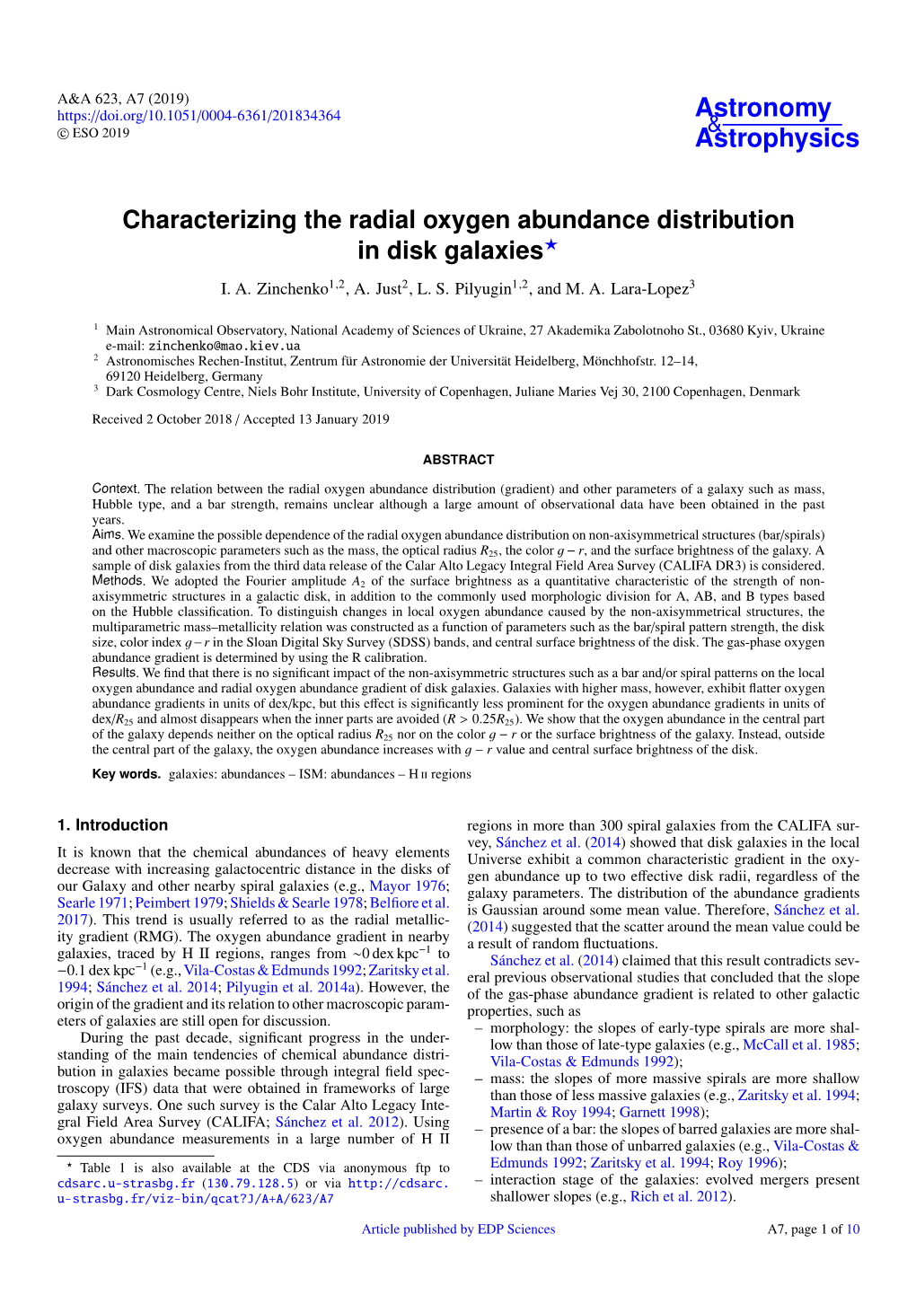 Characterizing the Radial Oxygen Abundance Distribution in Disk Galaxies? I