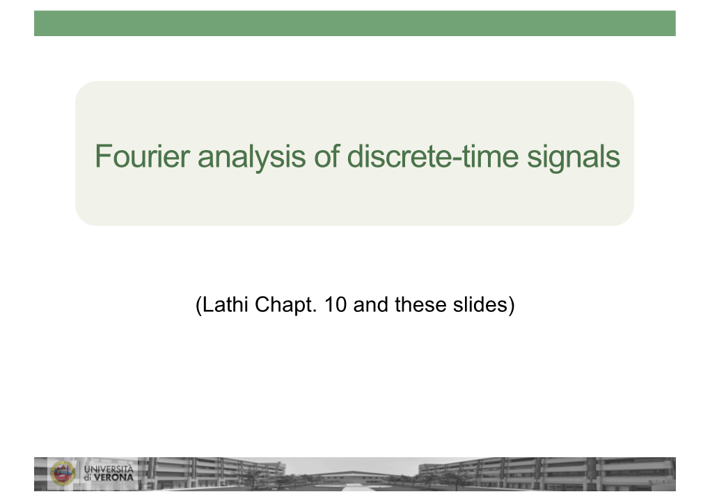 Fourier Analysis of Discrete-Time Signals