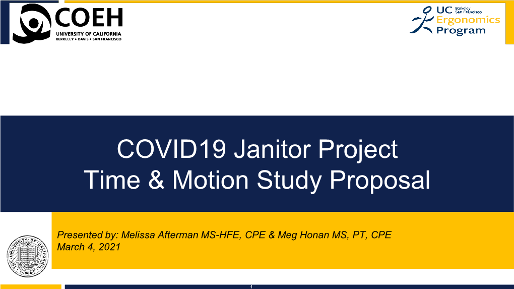 COVID19 Janitor Project Time & Motion Study Proposal