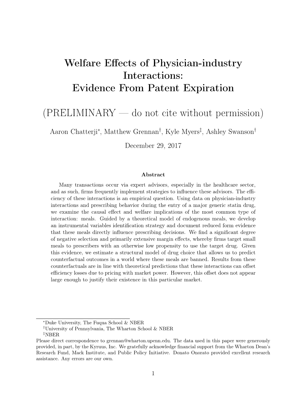 Welfare Effects of Physician-Industry Interactions: Evidence from Patent