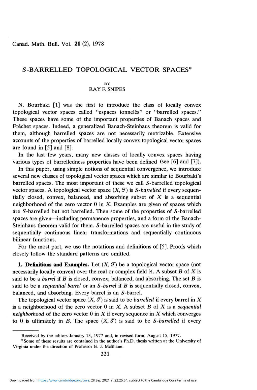 S-Barrelled Topological Vector Spaces*