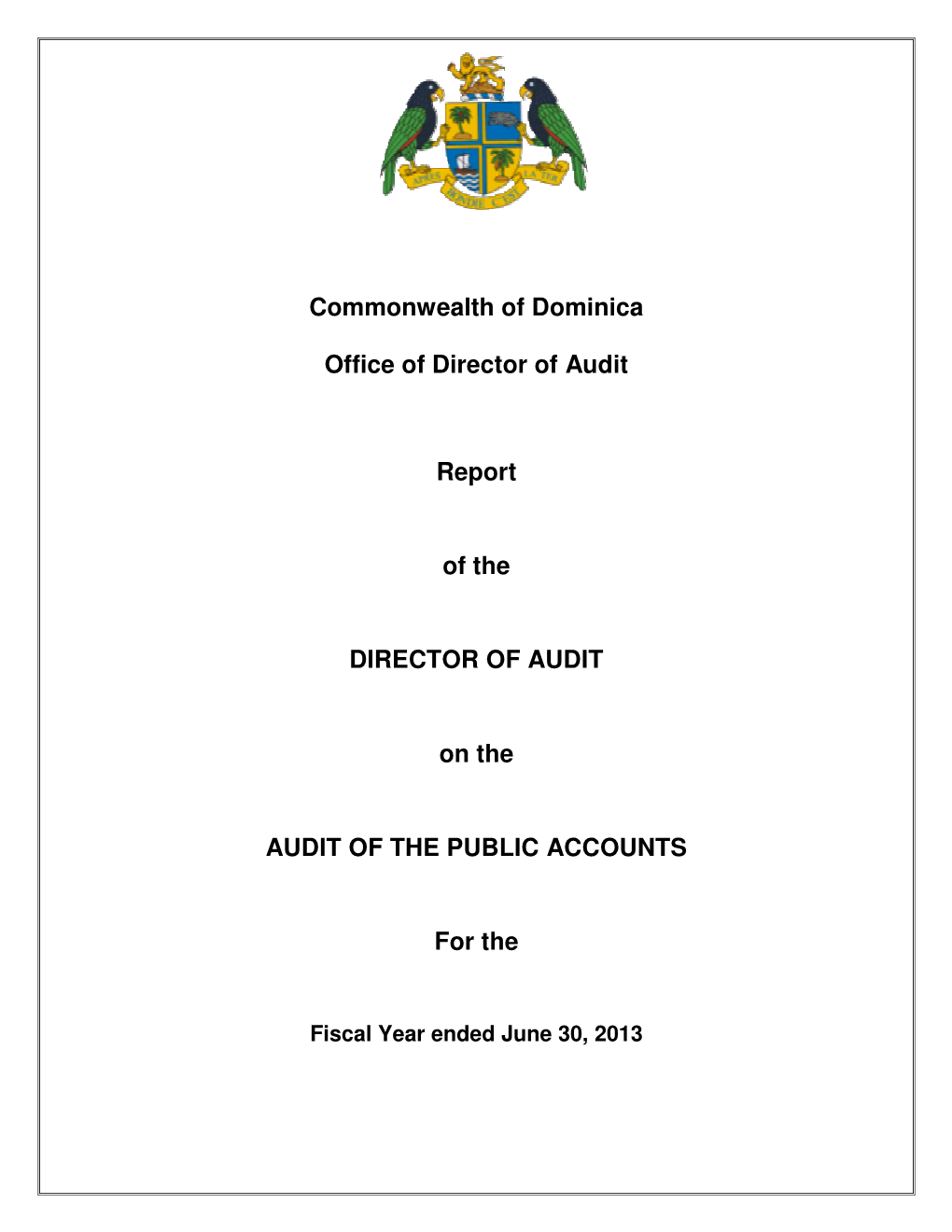 Commonwealth of Dominica Office of Director of Audit Report of The