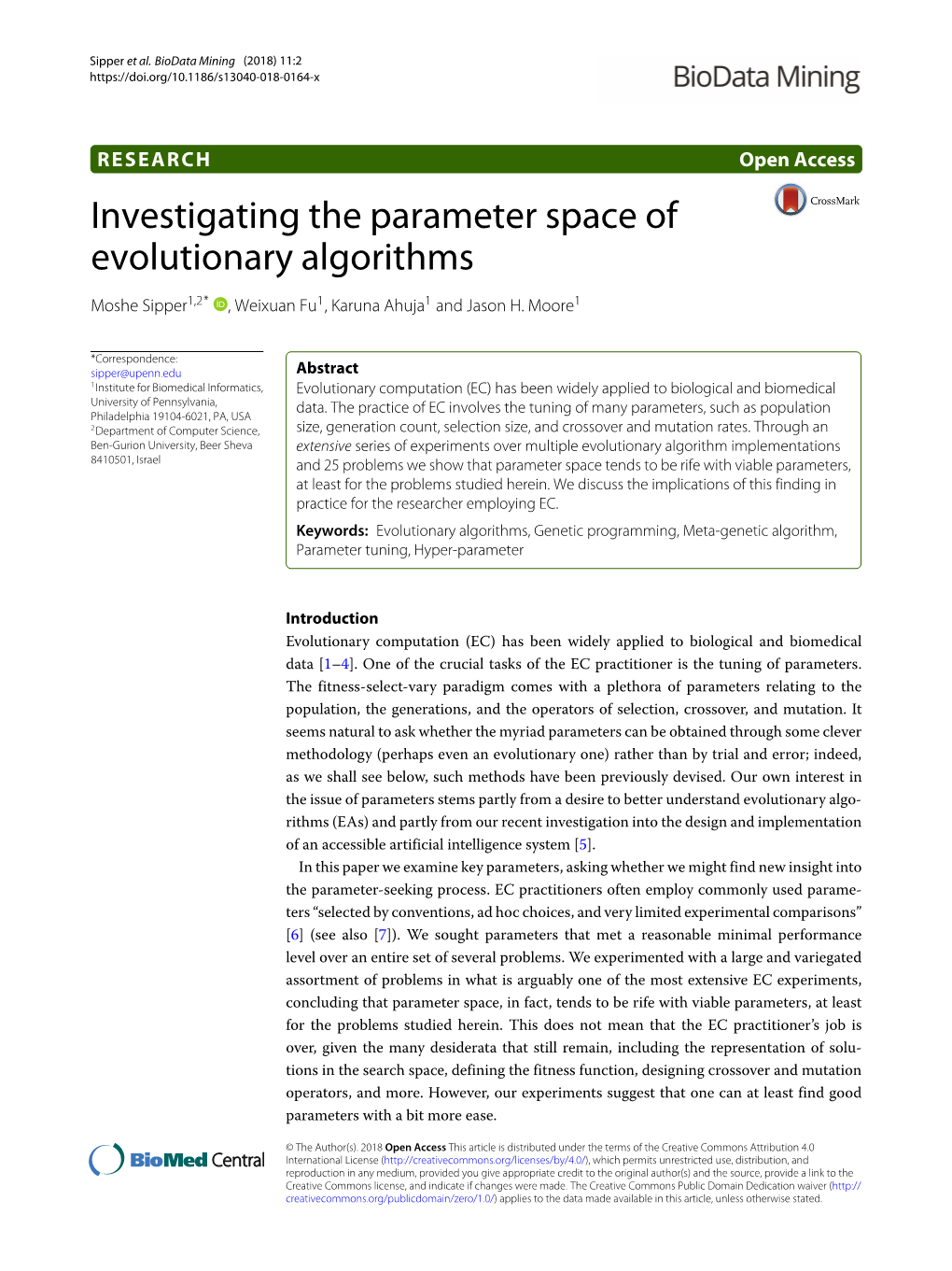 Investigating the Parameter Space of Evolutionary Algorithms