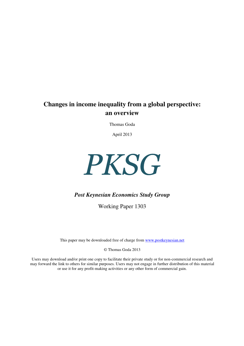 Changes in Income Inequality from a Global Perspective: an Overview