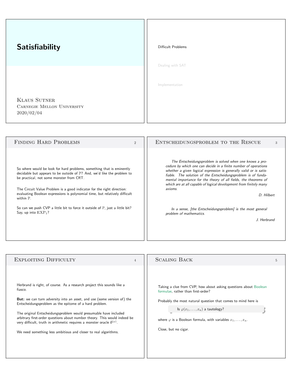 Satisfiability 6 the Decision Problem 7