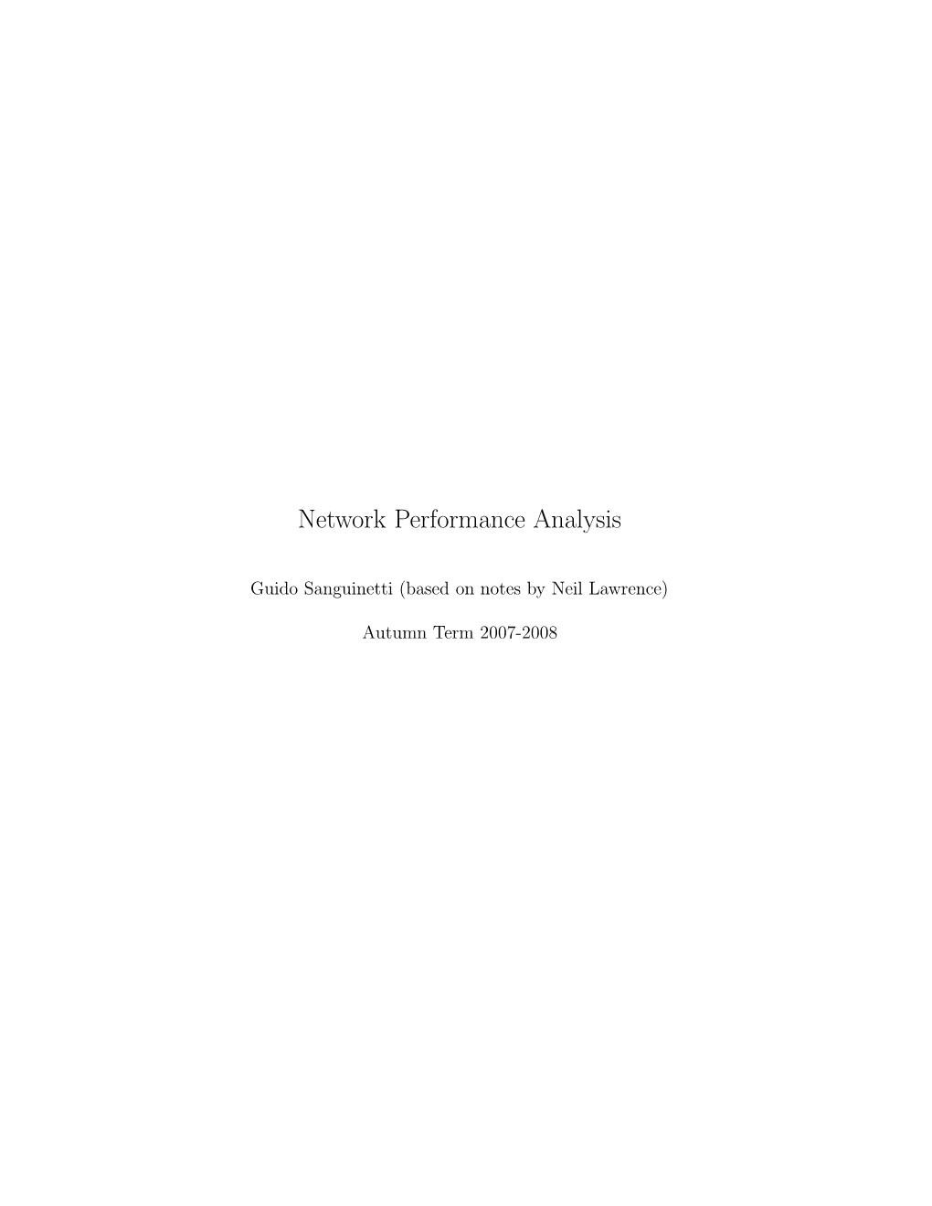 Network Performance Analysis