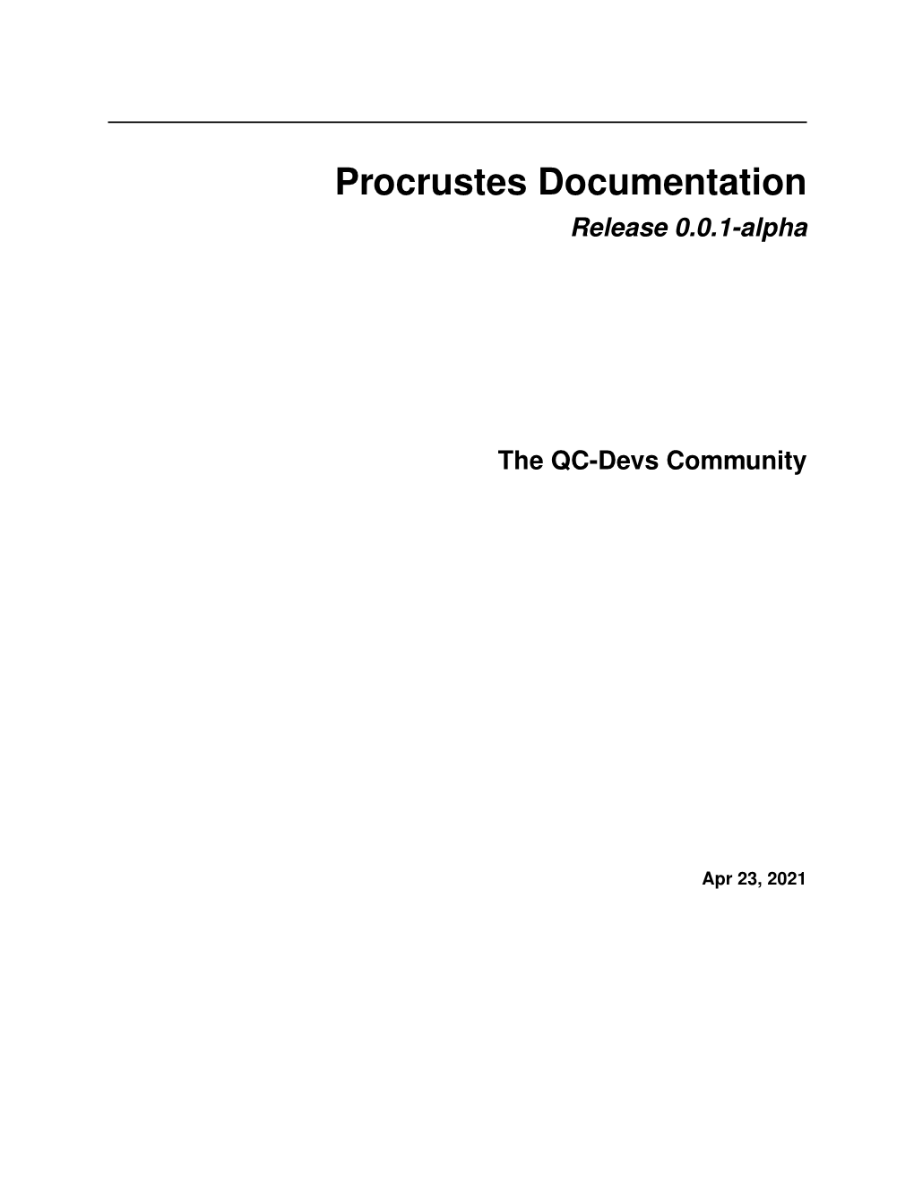 Procrustes Documentation Release 0.0.1-Alpha