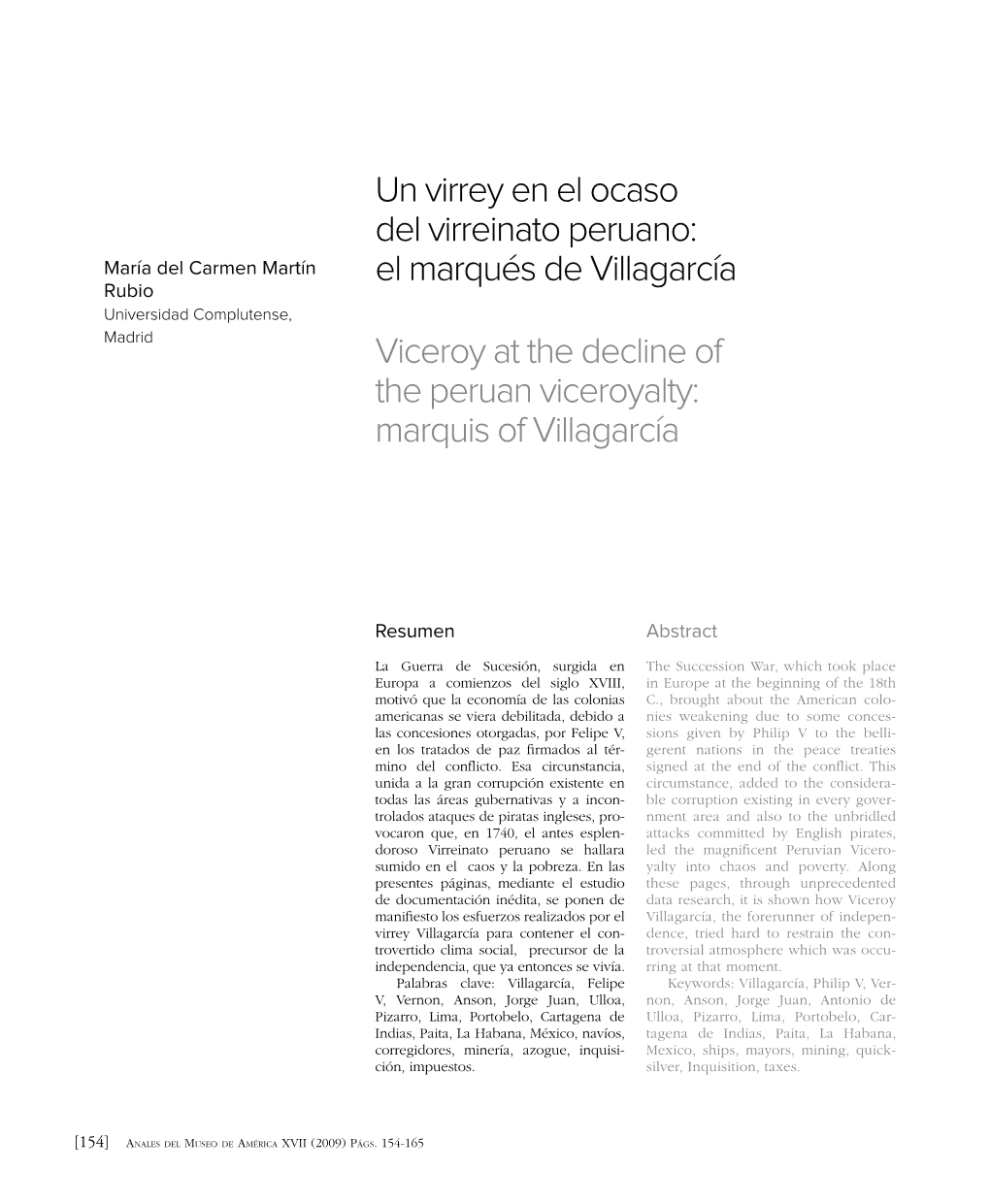 Un Virrey En El Ocaso Del Virreinato Peruano: El Marqués De Villagarcía