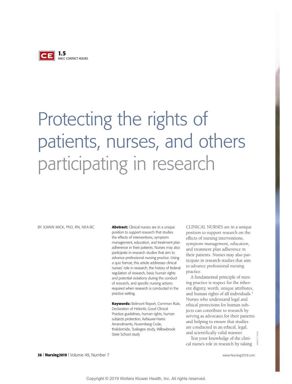 Protecting the Rights of Patients, Nurses, and Others Participating in Research