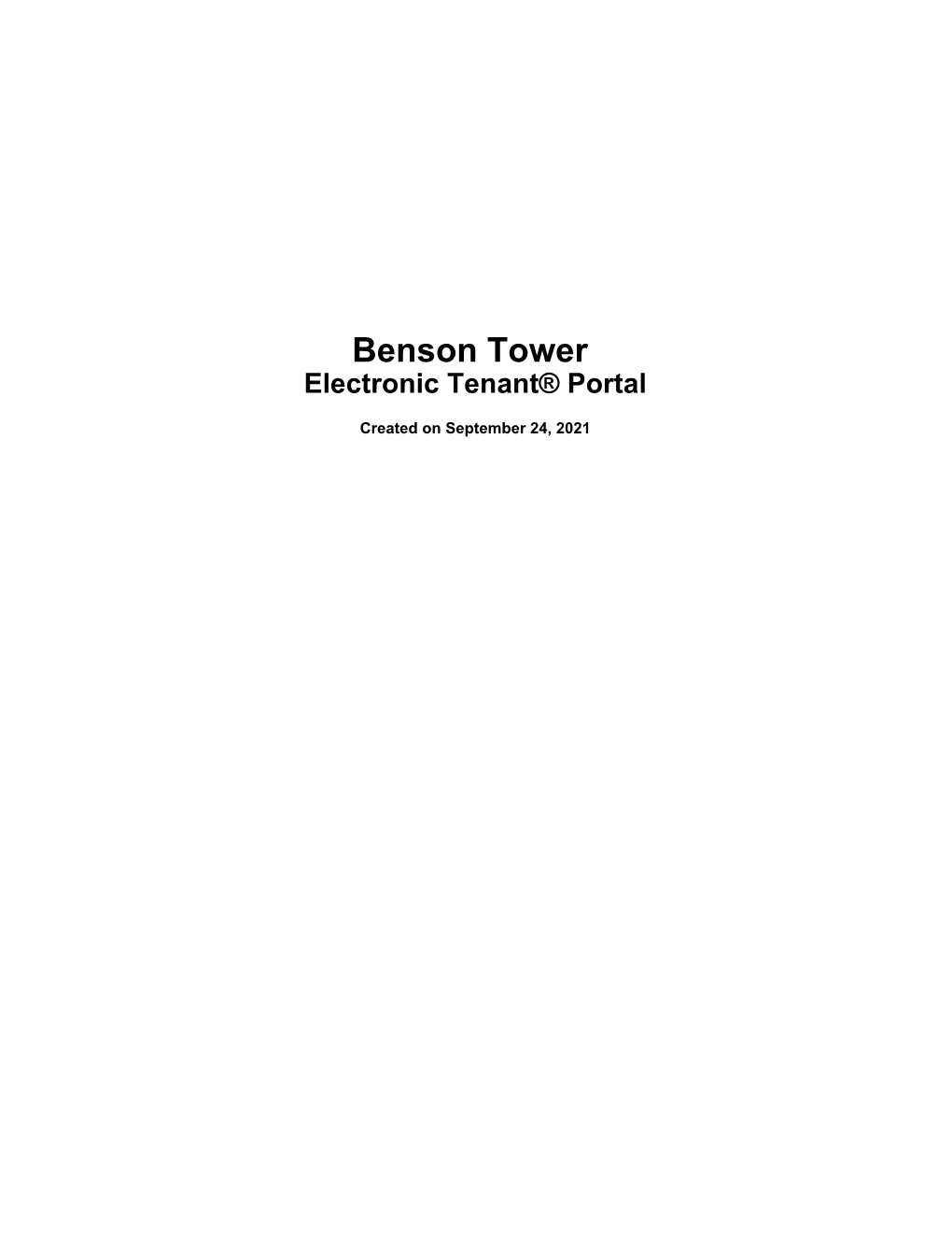 Benson Tower Electronic Tenant® Portal