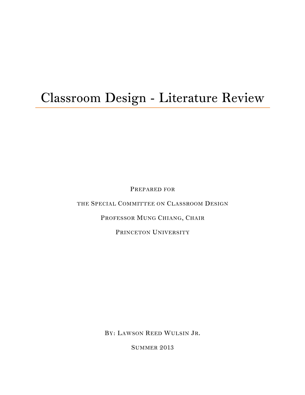 Classroom Design - Literature Review