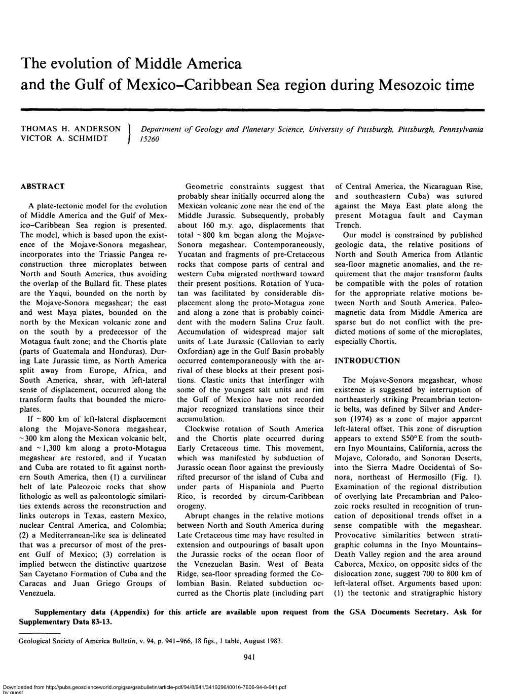 The Evolution of Middle America and the Gulf of Mexico-Caribbean Sea Region During Mesozoic Time