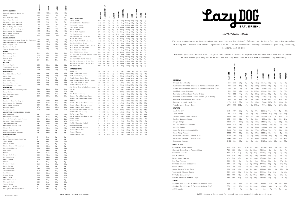 Nutritional Menu