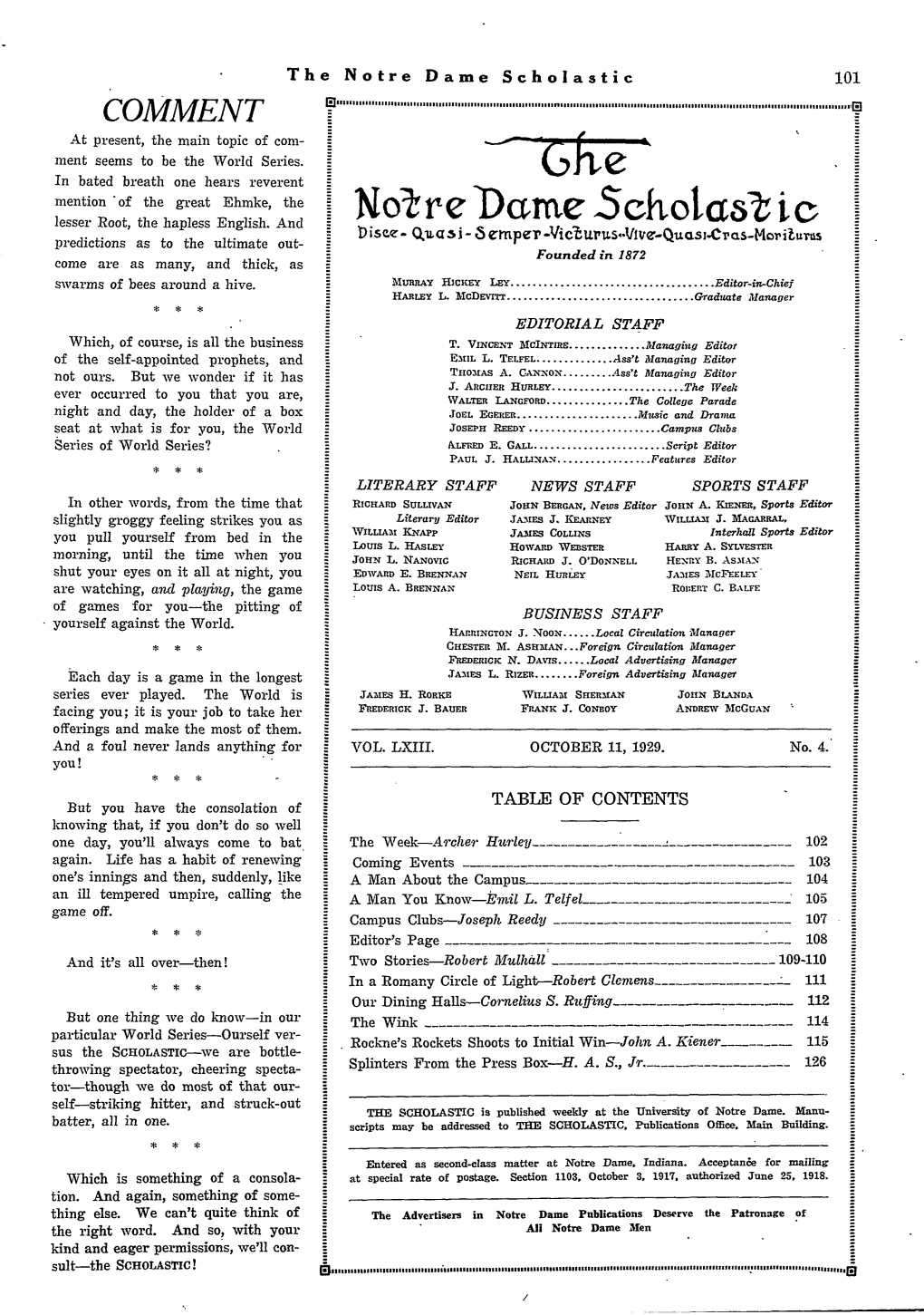 Notre Dame Scholastic, Vol. 63, No. 04