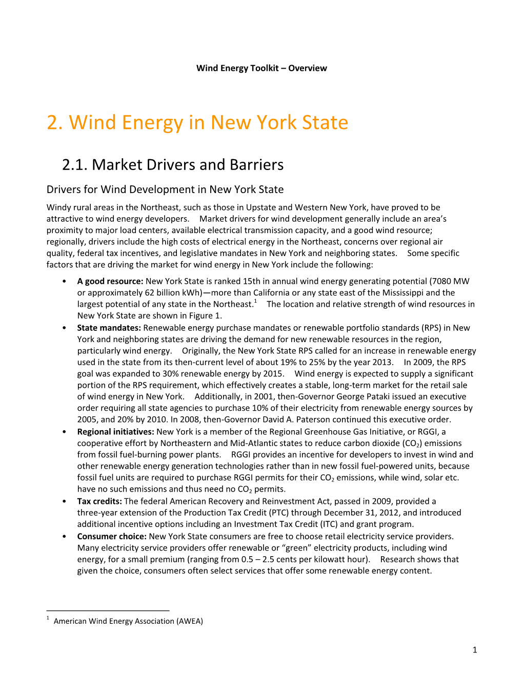 2. Wind Energy in New York State
