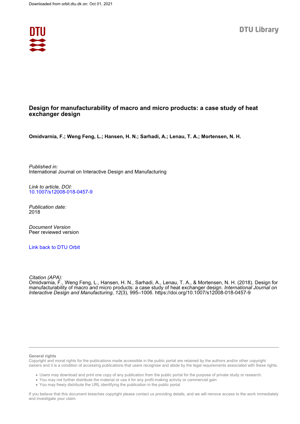 Design for Manufacturability of Macro and Micro Products: a Case Study of Heat Exchanger Design