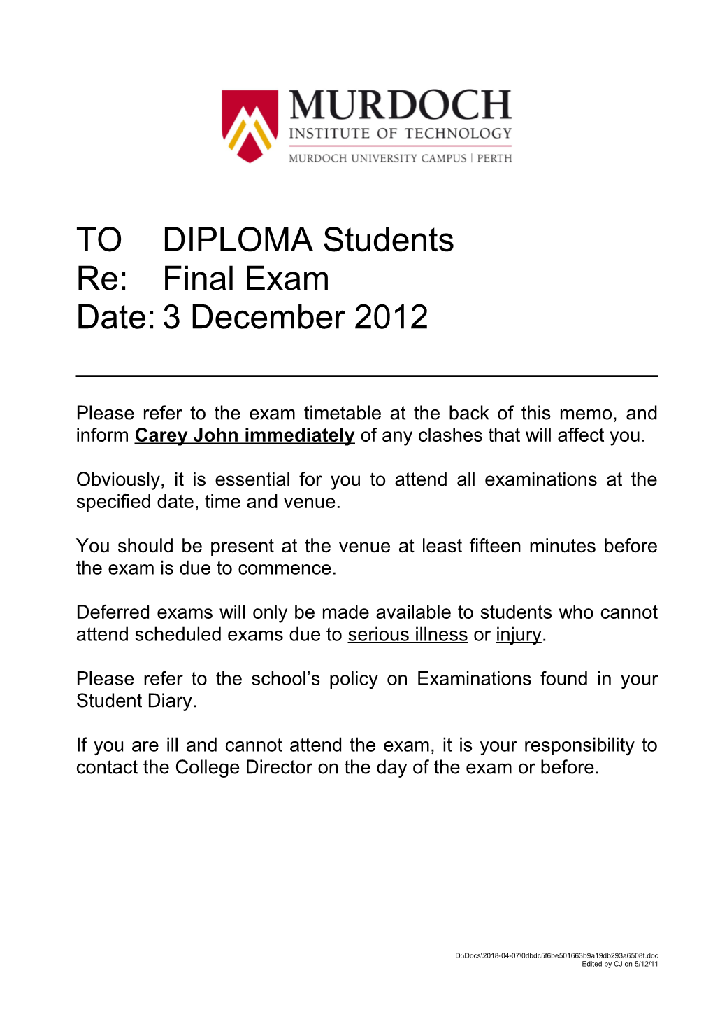 TO DIPLOMA Students