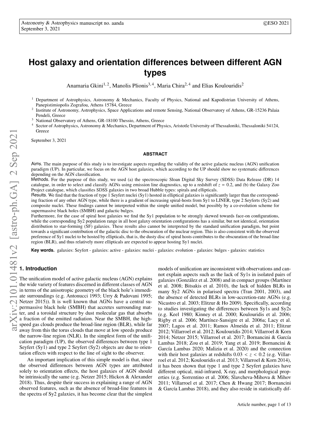 Arxiv:2101.01481V1 [Astro-Ph.GA] 5 Jan 2021