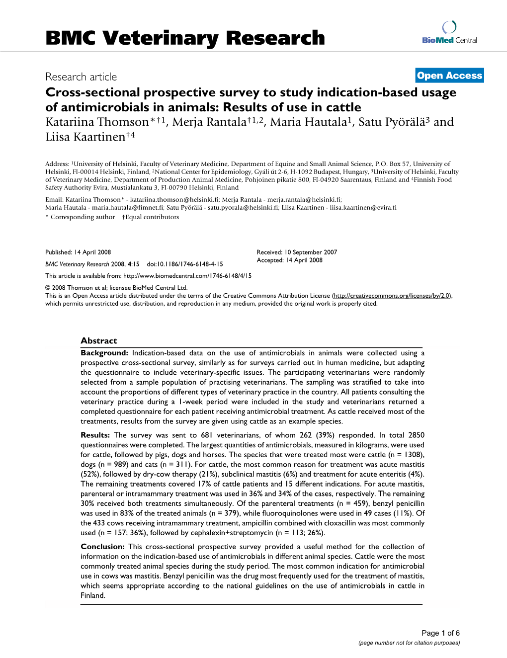 Cross-Sectional Prospective Survey to Study Indication-Based Usage Of