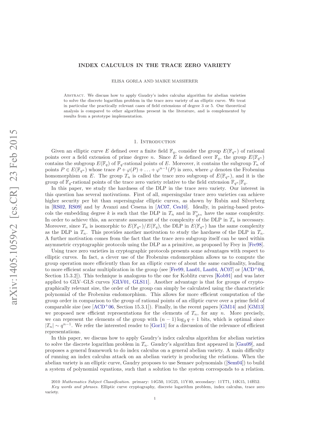 Index Calculus in the Trace Zero Variety 3