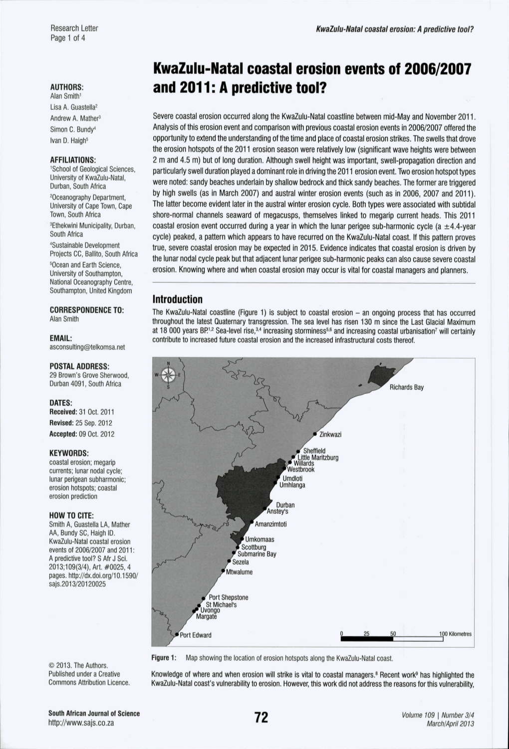 Kwazulu-Natal Coastal Erosion Events of 2006/2007 And