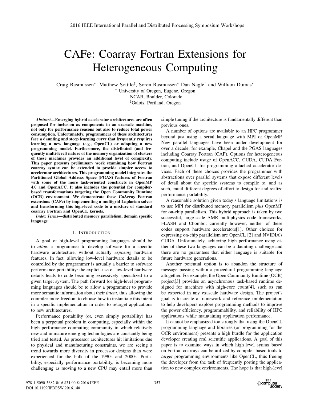 Cafe: Coarray Fortran Extensions for Heterogeneous Computing