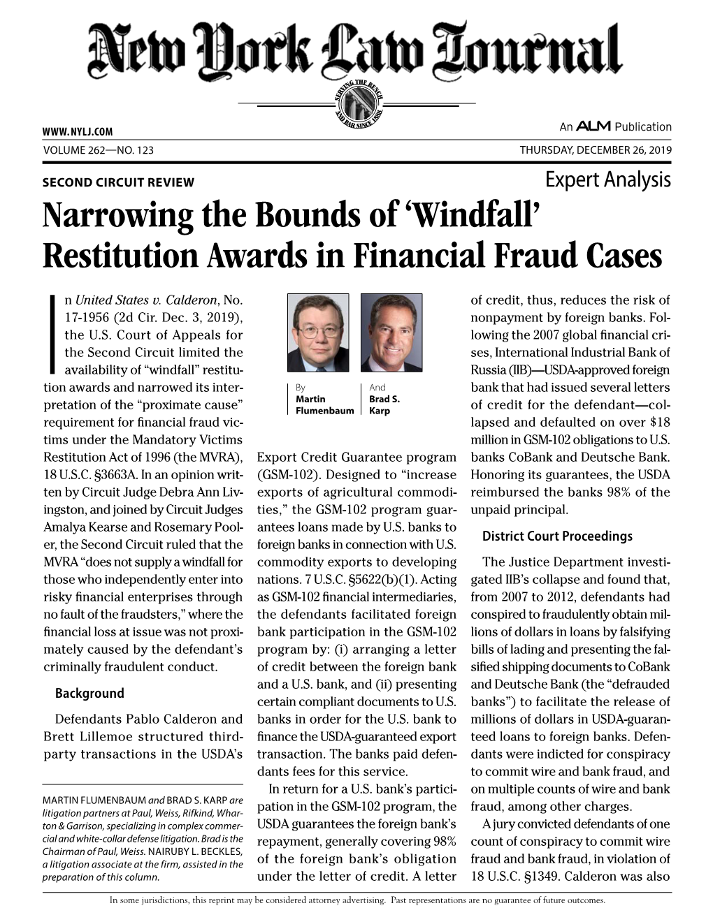 'Windfall' Restitution Awards in Financial Fraud Cases