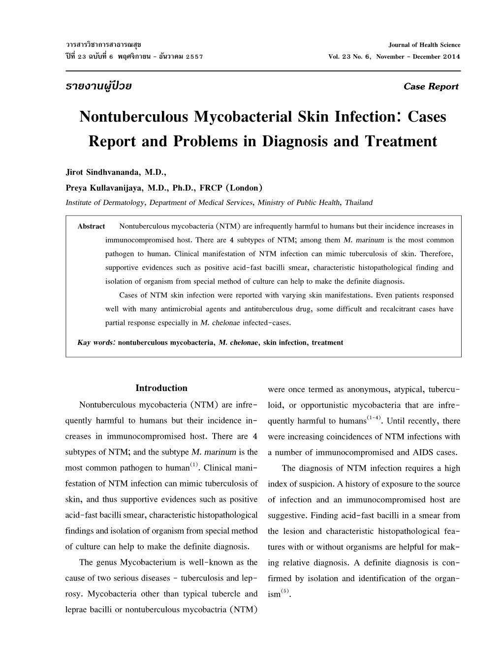 Nontuberculous Mycobacterial Skin Infection: Cases Report And