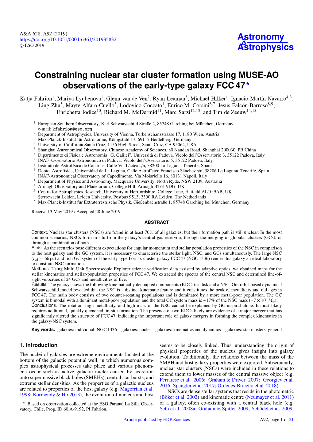 Constraining Nuclear Star Cluster Formation Using MUSE-AO