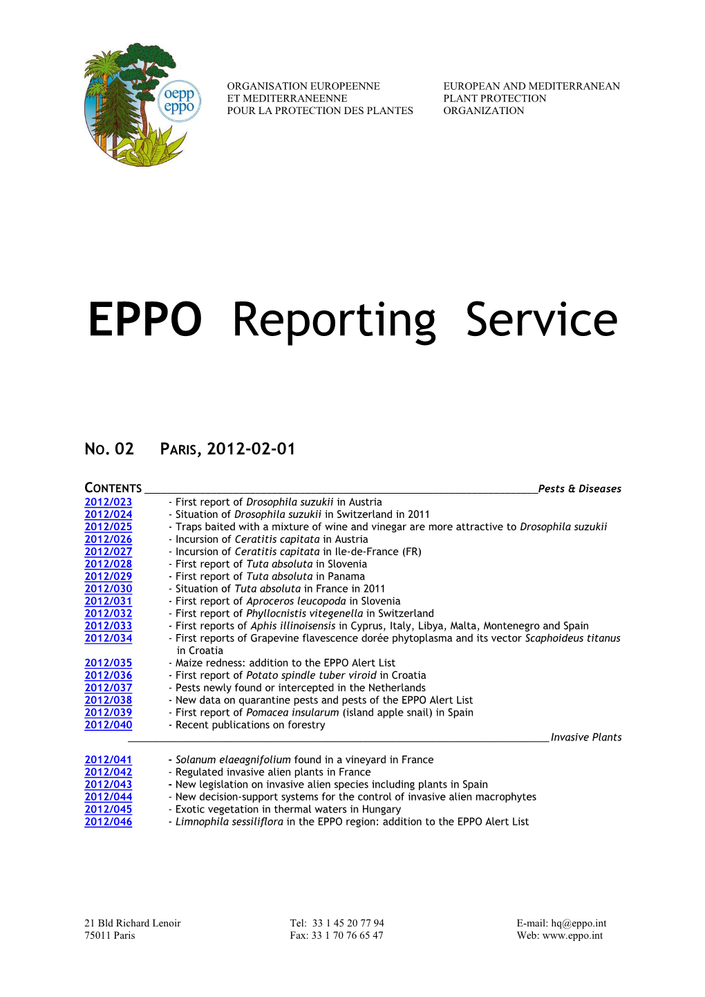 EPPO Reporting Service