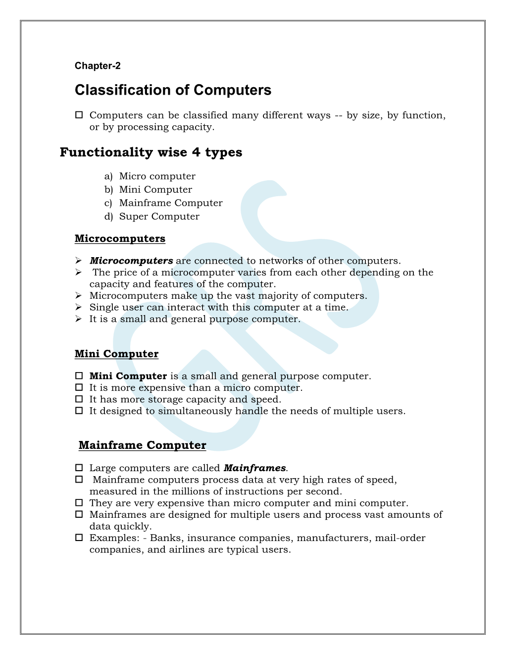 Classification of Computers