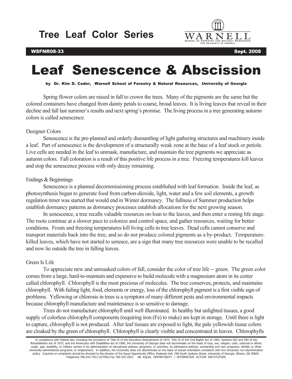 Leaf Senescence & Abscission Pub 08-33.Pdf