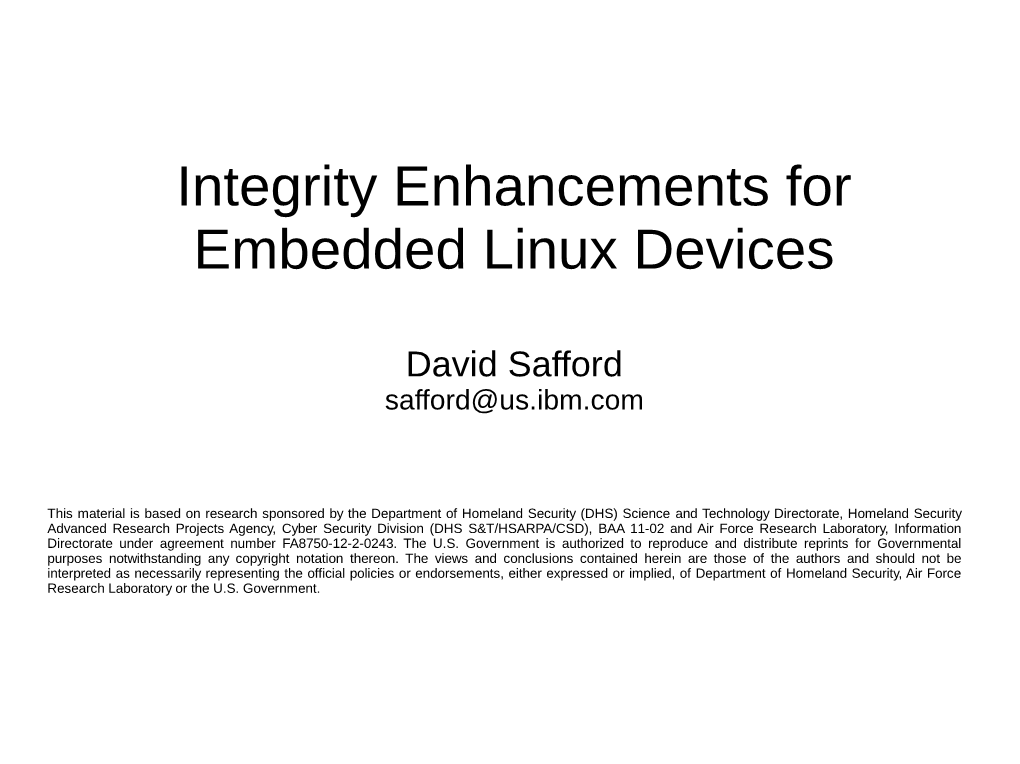 Integrity Enhancements for Embedded Linux Devices
