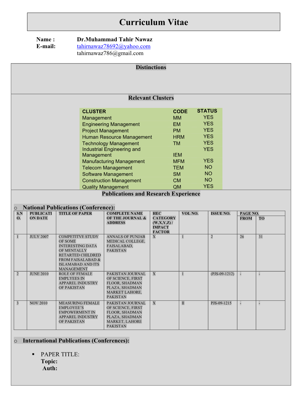 Curriculum Vitae