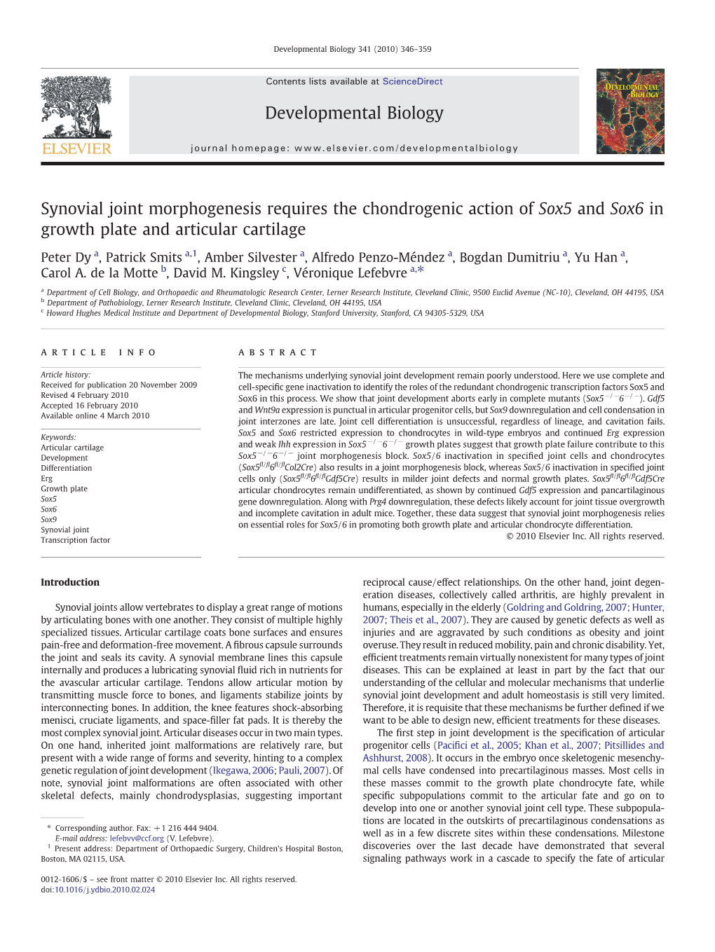 Synovial Joint Morphogenesis Requires the Chondrogenic Action of Sox5 and Sox6 in Growth Plate and Articular Cartilage