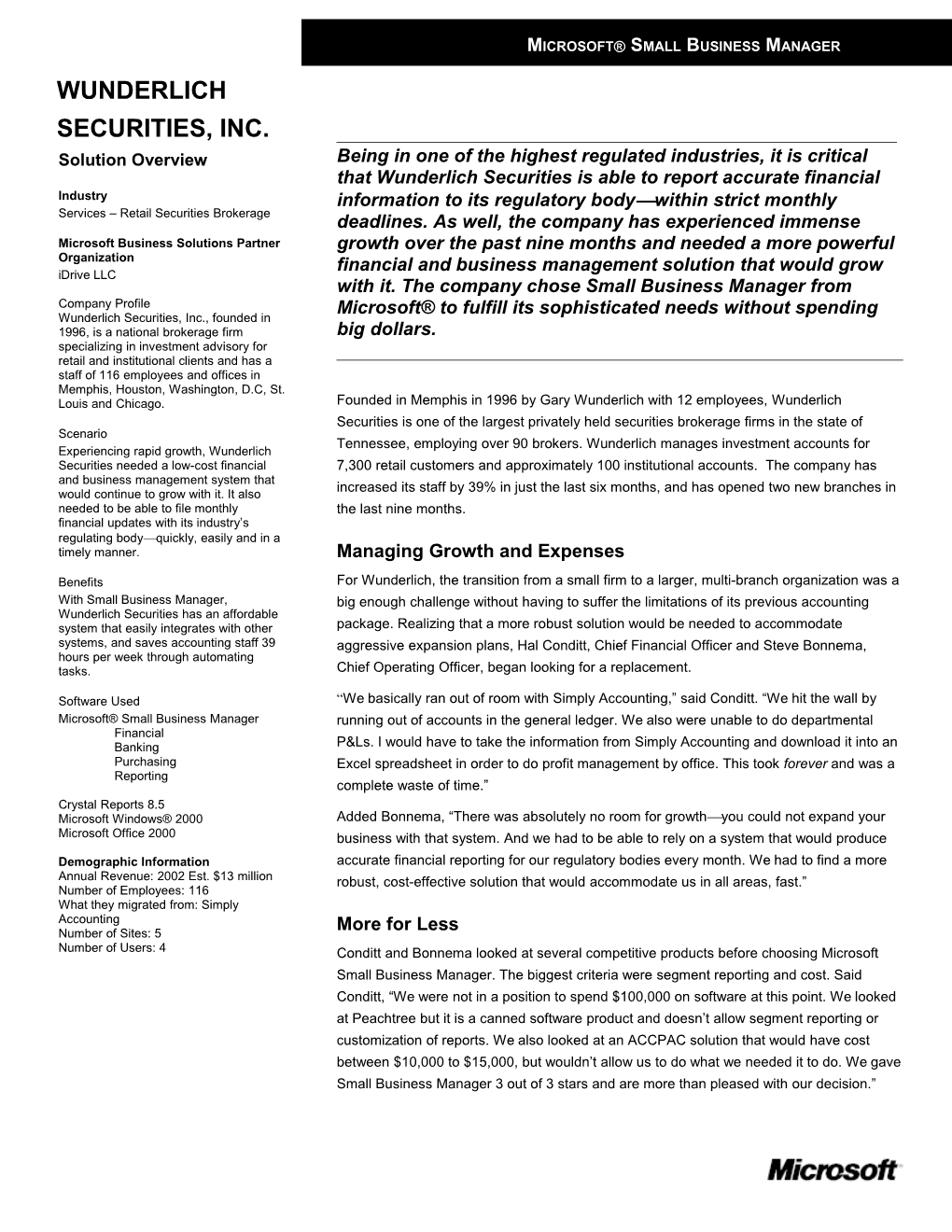 Wunderlich Securities Case Study