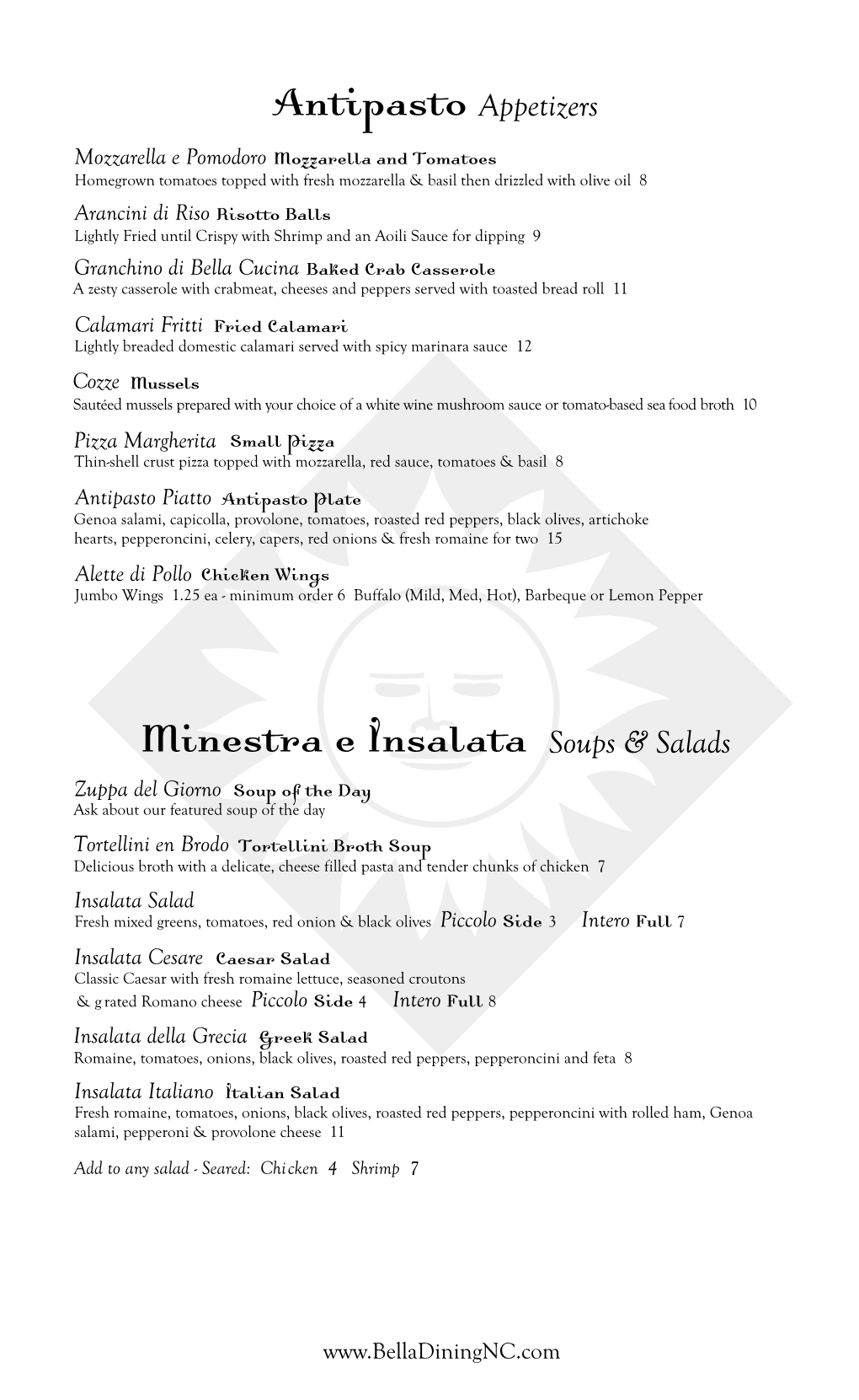 Bella Dinner Menu 6.2019 Pg1