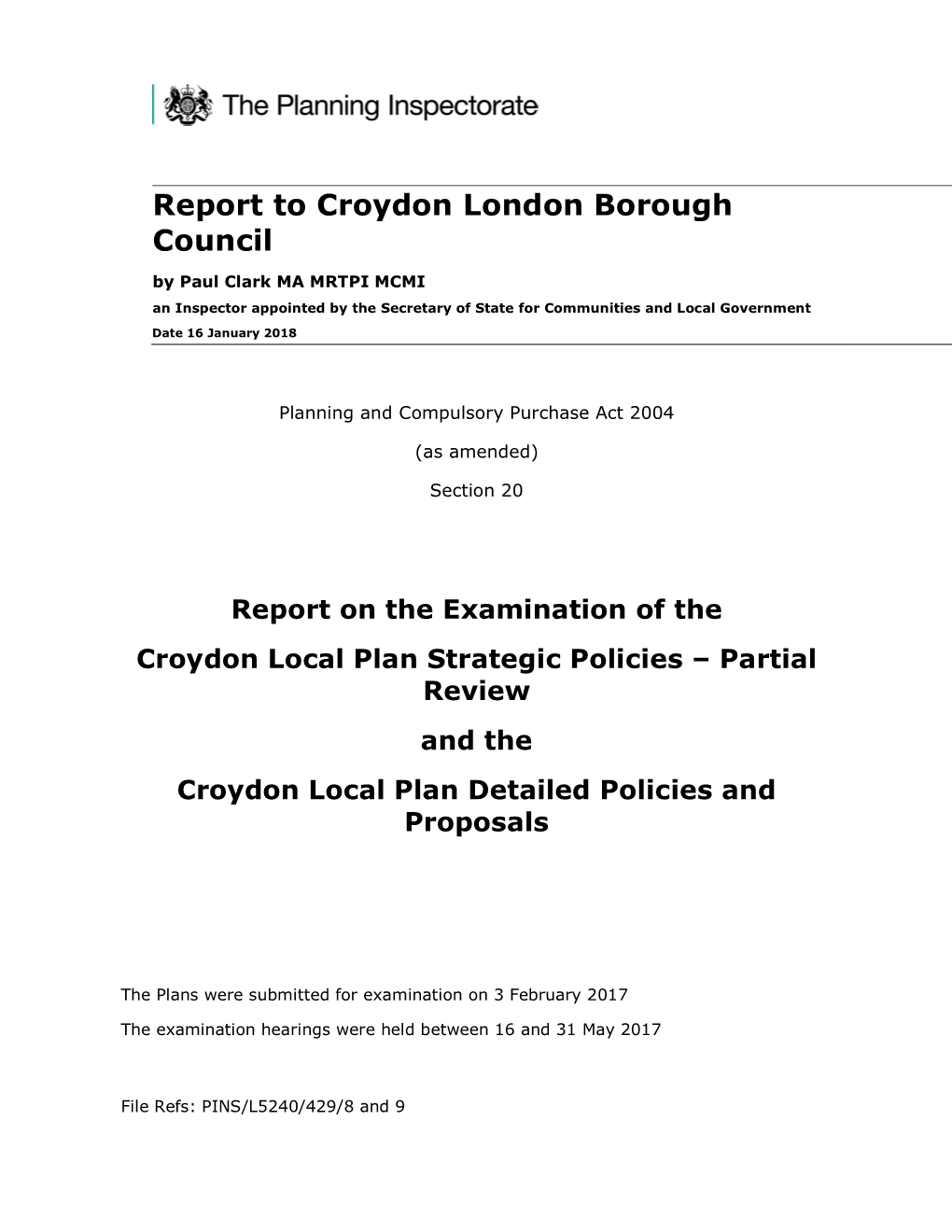 Report to Croydon London Borough Council