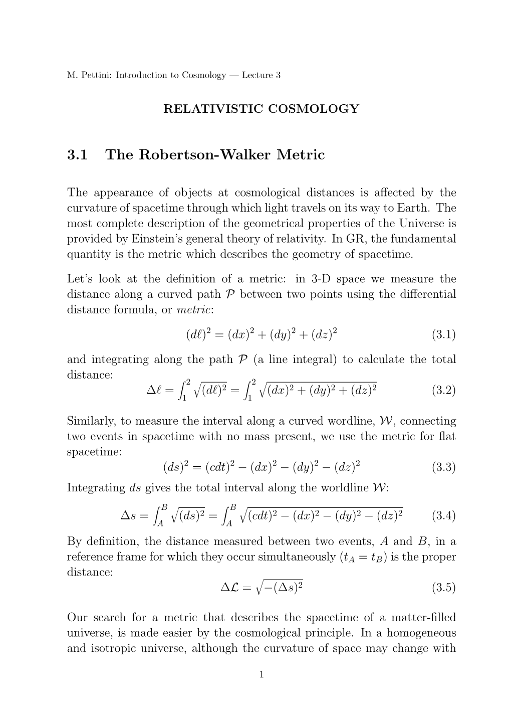 3.1 the Robertson-Walker Metric