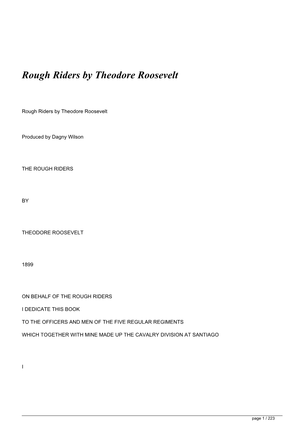 Rough Riders by Theodore Roosevelt</H1>