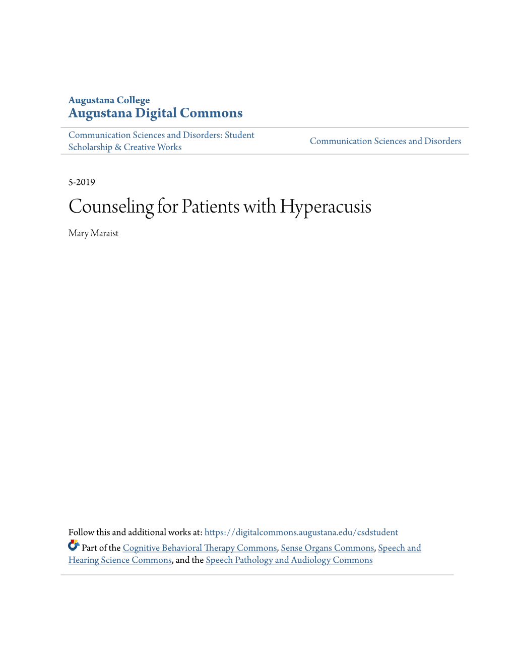 Counseling for Patients with Hyperacusis Mary Maraist